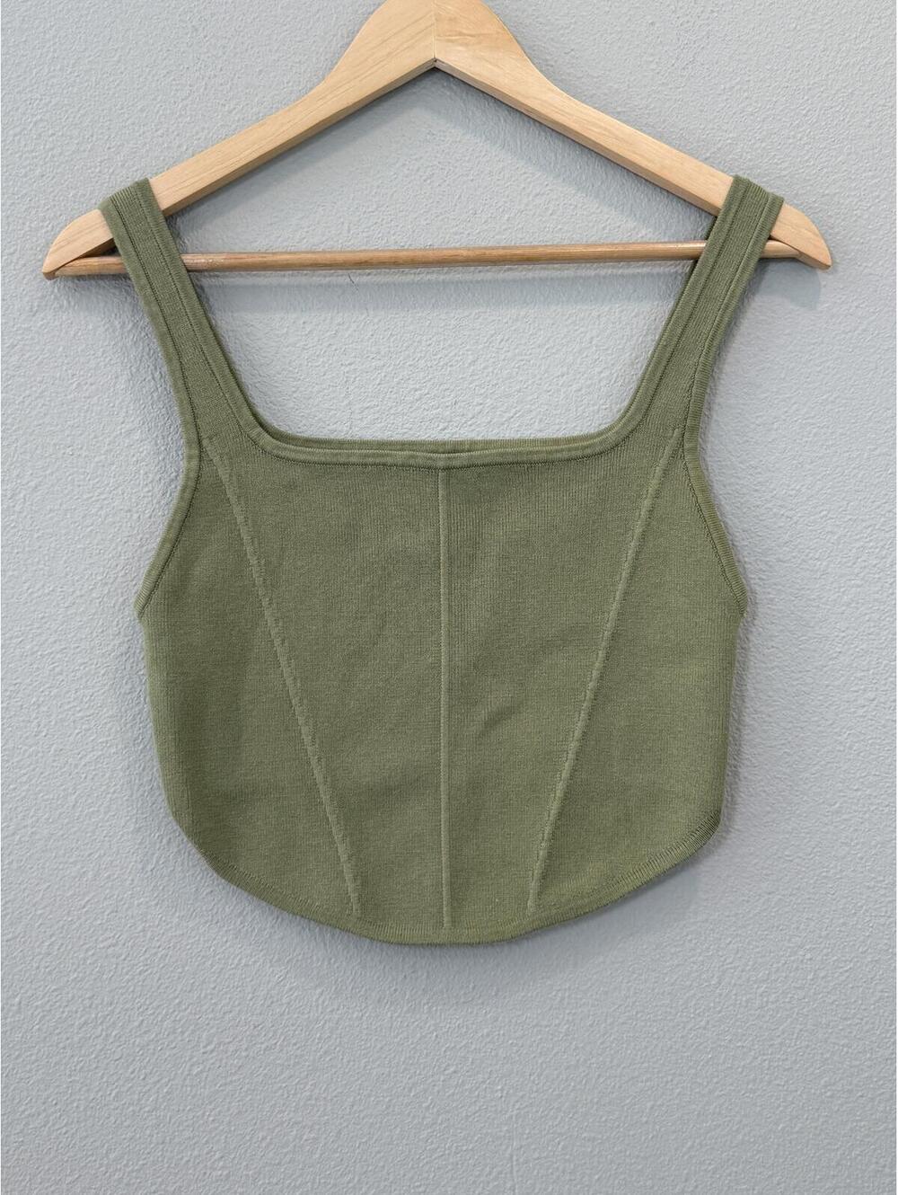 Cotton On Olive Green Corset Contour Tank Top - Women's Large NWOT